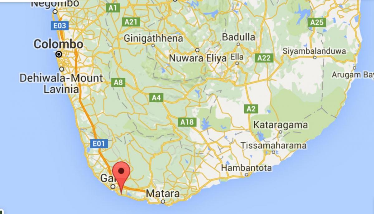  карта паўднёва-захадзе Шры-Ланкі