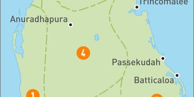 Карта Шры-Ланкі рэгіёнаў