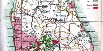Карта Цэйлона Шры-Ланкі