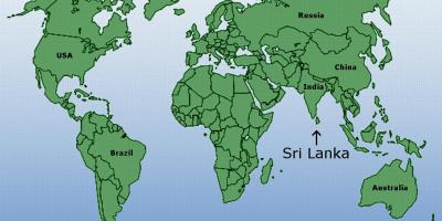 Карта свету, якая паказвае Шры-Ланка
